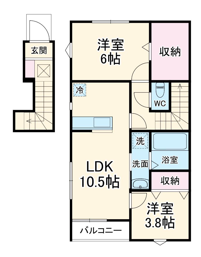 リーブルファイン志木上宗岡Ⅱ(2LDK/2階)の間取り写真