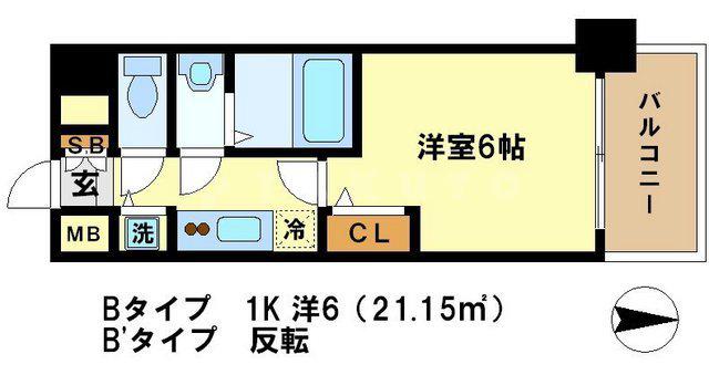 プレサンス京都烏丸爛都(1K/7階)の間取り写真