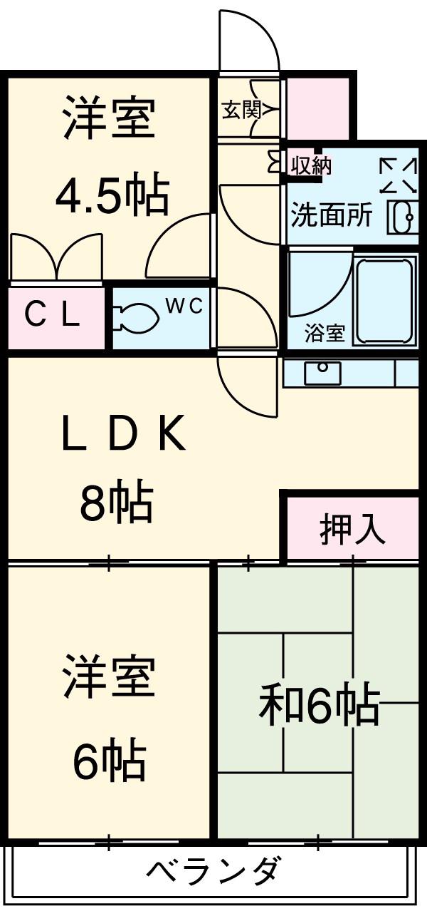 ルファールホリキ(3DK/1階)の間取り写真