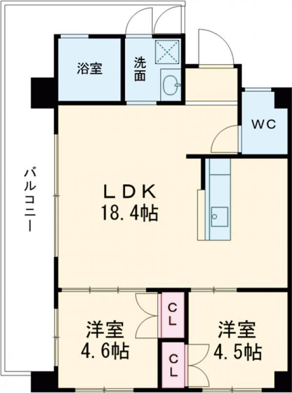 E HOUSE RIO(2LDK/2階)の間取り写真