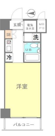 コスモフォーラム三鷹(1K/6階)の間取り写真