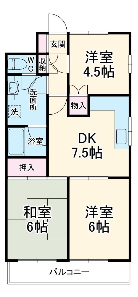洋光台田中ビル(3DK/2階)の間取り写真