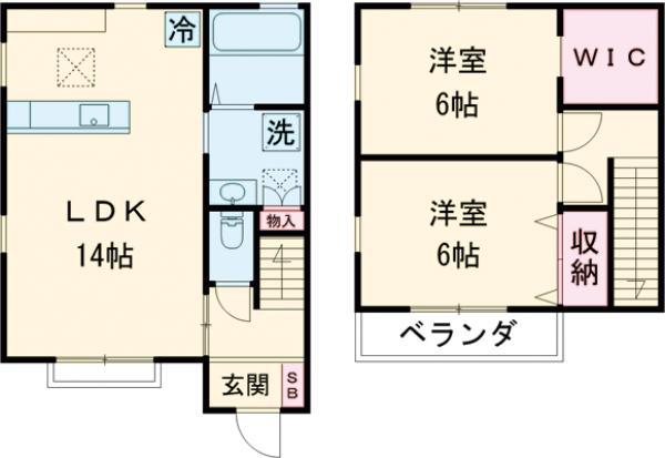コーポ木村 G(2LDK/1階)の間取り写真