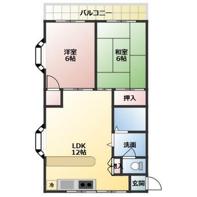 草間ビル2(2DK/2階)の間取り写真