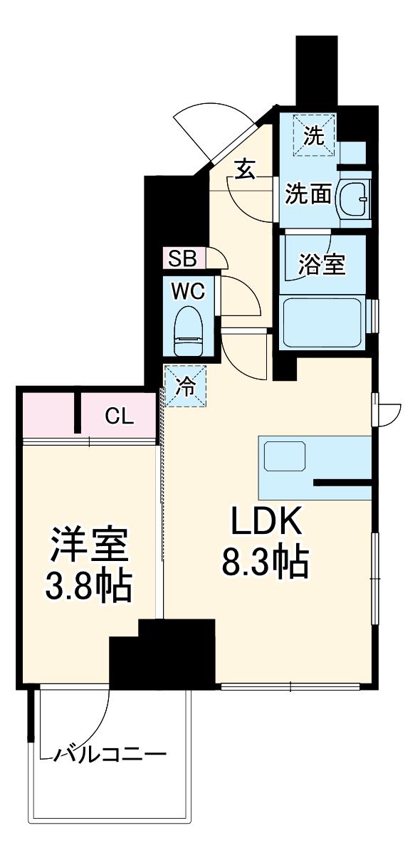 ガーラ・クレスタ横濱関内(1LDK/4階)の間取り写真