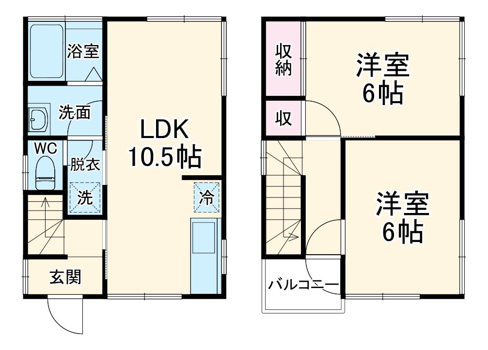 北総鉄道 秋山駅 徒歩26分 2階建 築40年(2LDK)の間取り写真
