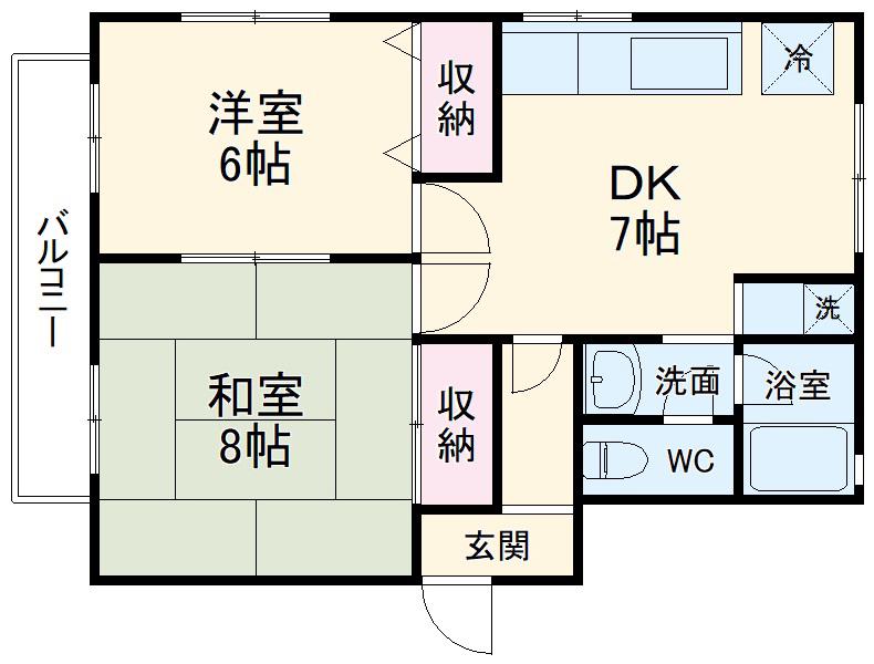 LC秦野(2DK/1階)の間取り写真