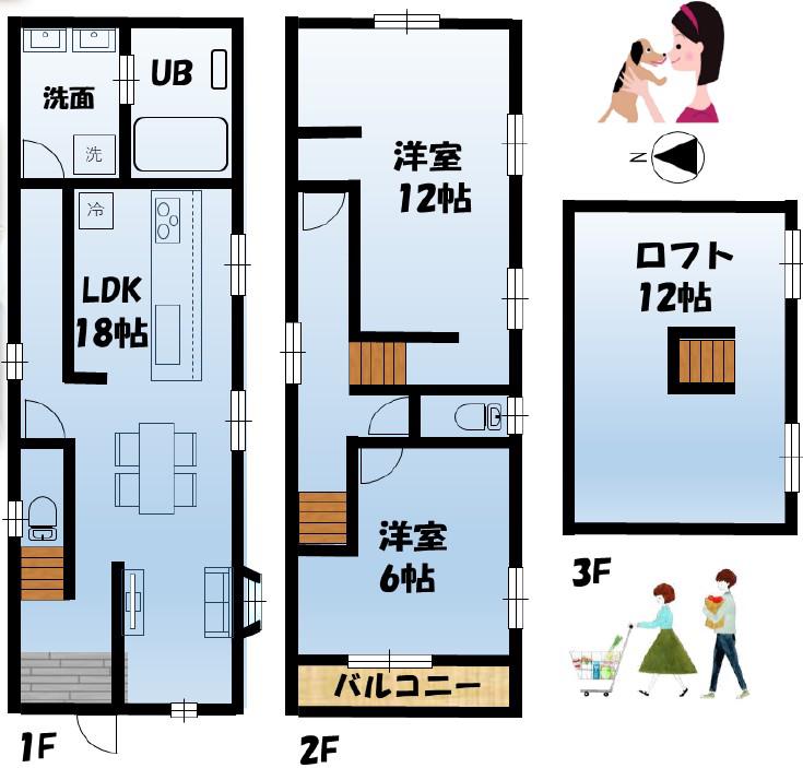 東急東横線 新丸子駅 徒歩19分 2階建 築36年(2SLDK)の間取り写真