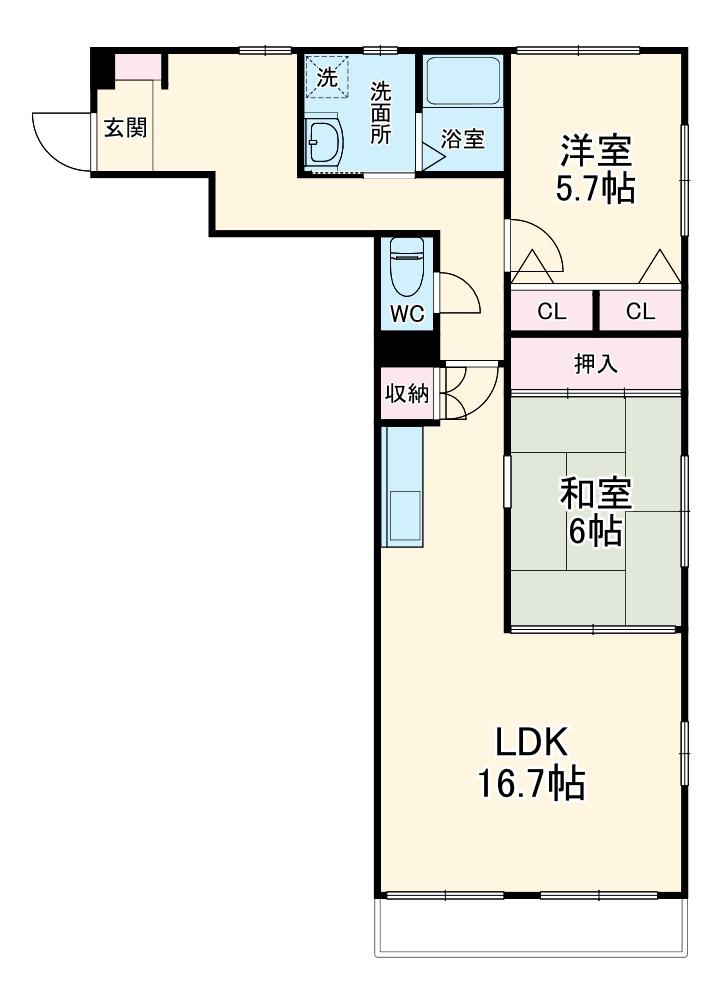 シティガーデン小碓(2LDK/3階)の間取り写真