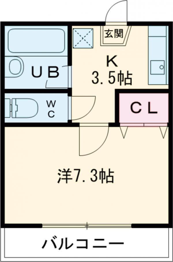 エスポアールB棟(1K/1階)の間取り写真