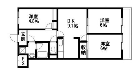 ラ・ミュール(3DK/2階)の間取り写真