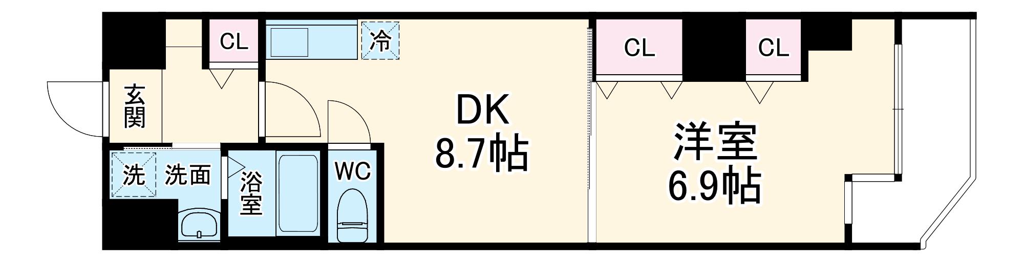 ボナール・レーブ(1DK/10階)の間取り写真
