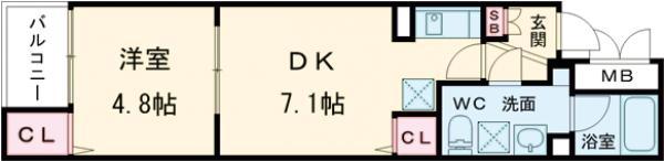 パティーナ中野(1DK/1階)の間取り写真