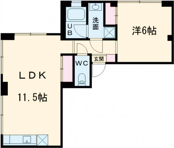 SOLUM世田谷砧(1LDK/2階)の間取り写真