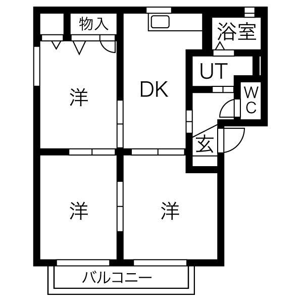 アーバン21 B(3DK/1階)の間取り写真