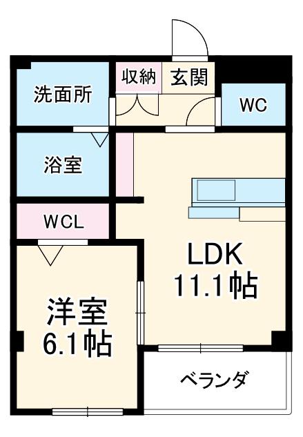 ランコントル(1LDK/1階)の間取り写真