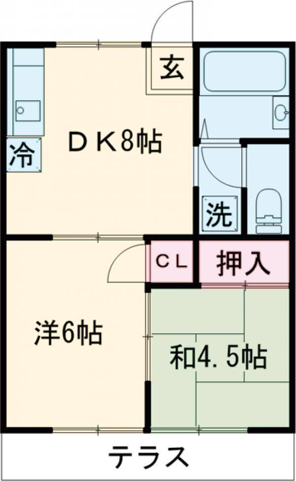 イムーブル中町2(2DK/1階)の間取り写真