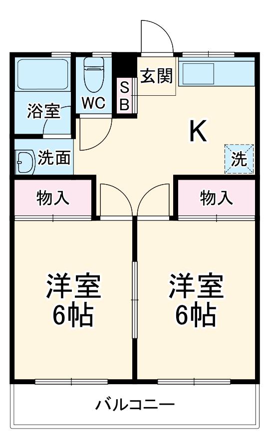 乙羽コーポ(2K/1階)の間取り写真