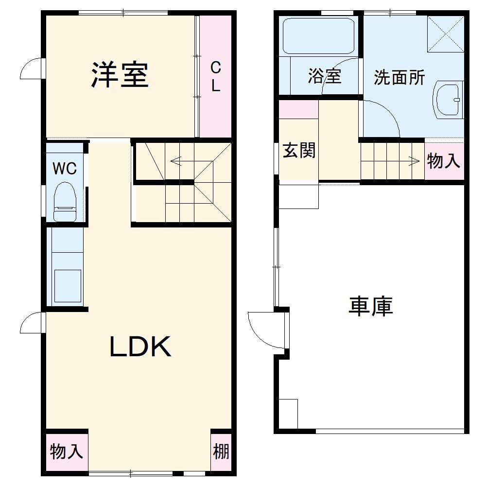 プロッシモ21 南棟(1LDK/1階)の間取り写真