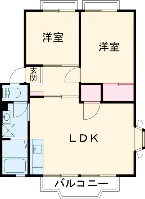 サンヴィレッジ B(2LDK/2階)の間取り写真
