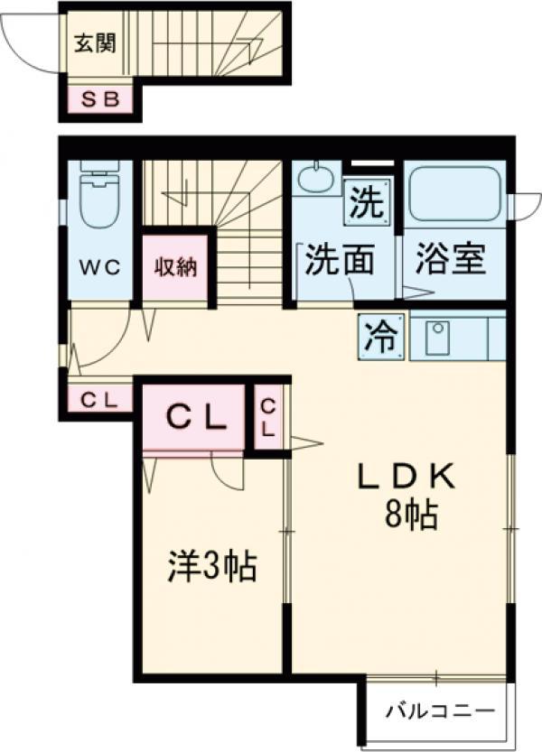 ELVITA自由ヶ丘(1LDK/2階)の間取り写真