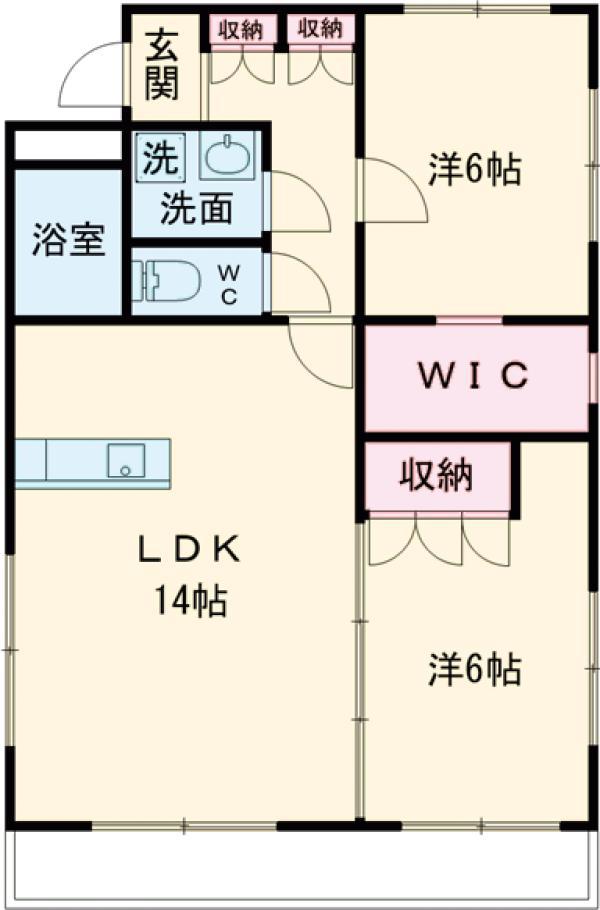クレイドル若宮(2LDK/2階)の間取り写真