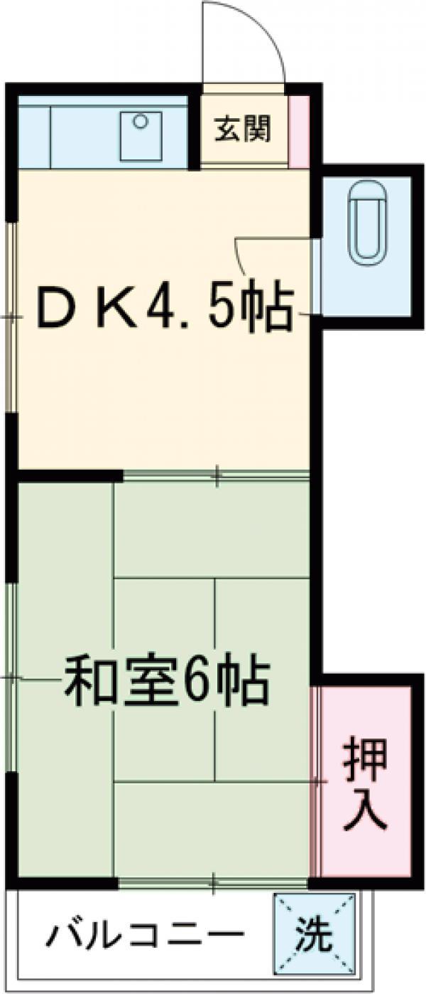 K-FLAT四つ木(1DK/4階)の間取り写真