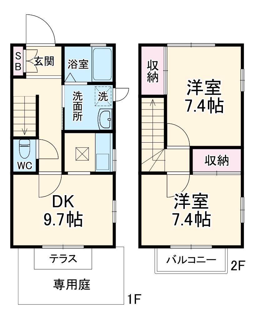 サニーテラスイシイ C(2DK)の間取り写真