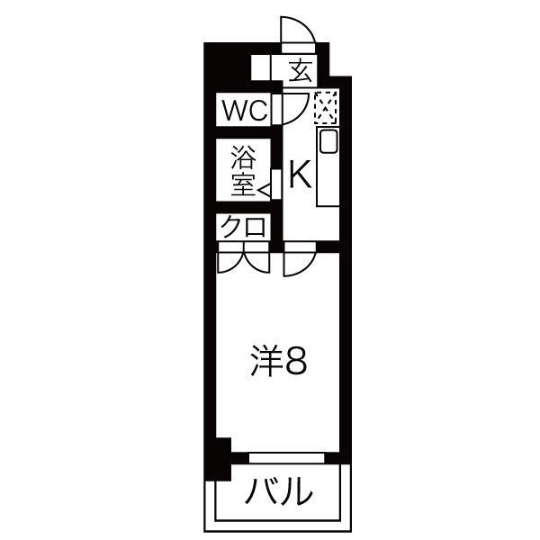 シティライフ港陽(1K/4階)の間取り写真