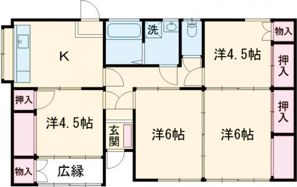 東武鉄道桐生線 阿左美駅 徒歩14分 1階建 築54年(4DK)の間取り写真