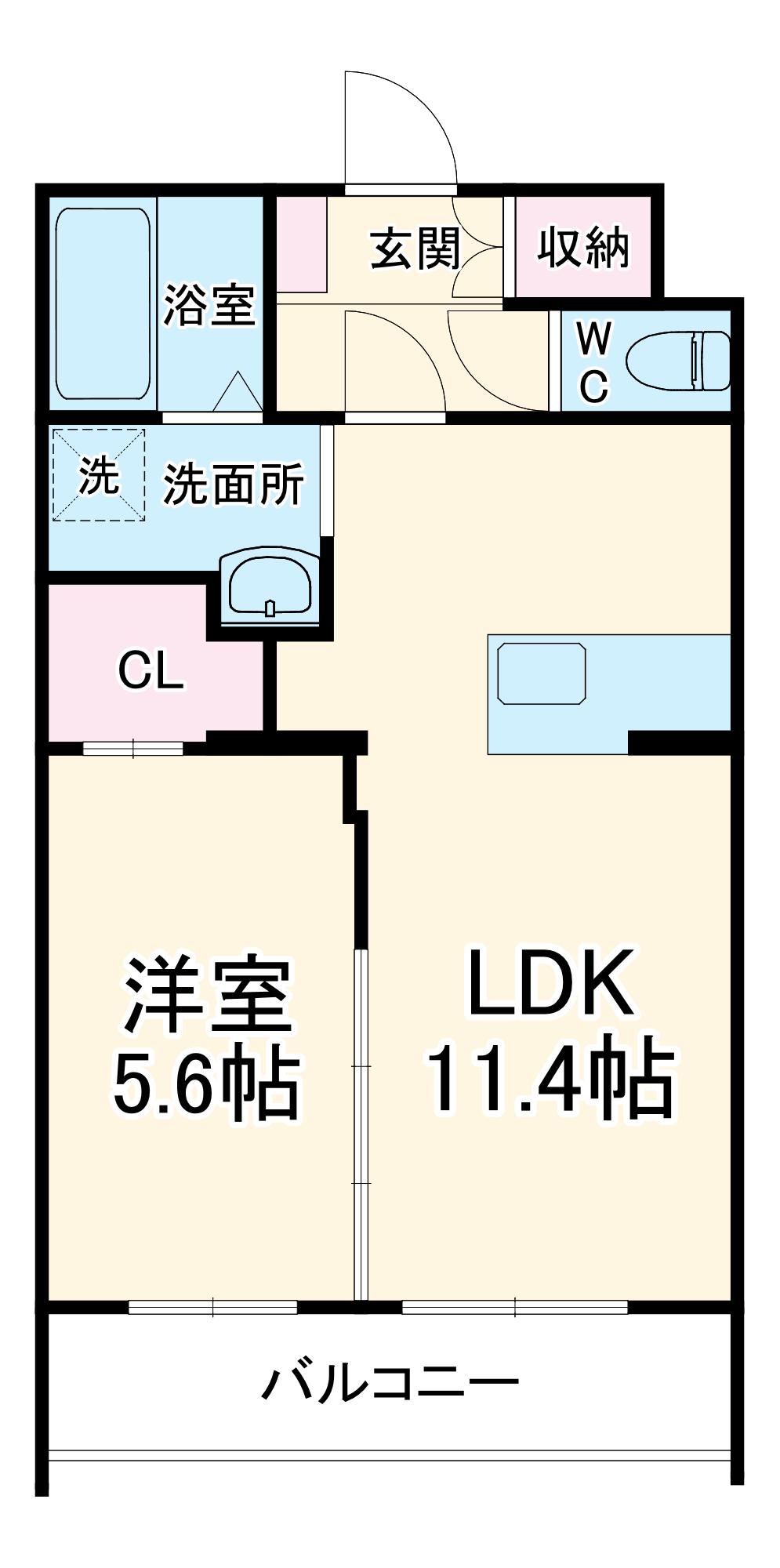 クレール葵西5丁目(1LDK/2階)の間取り写真