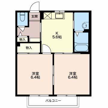 サンホープ(2K/2階)の間取り写真