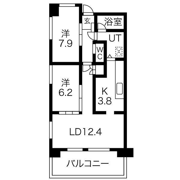 三向ハイツ元今泉(2LDK/3階)の間取り写真