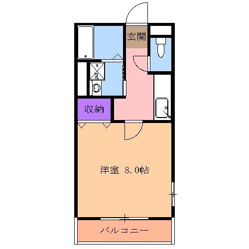 ボヌールハイツ(1K/1階)の間取り写真