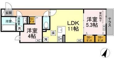 セレスティア上鷺宮Ⅱ(1LDK/1階)の間取り写真