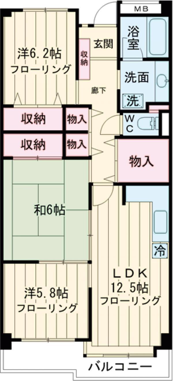 レジデンス岸和田(3SLDK/4階)の間取り写真