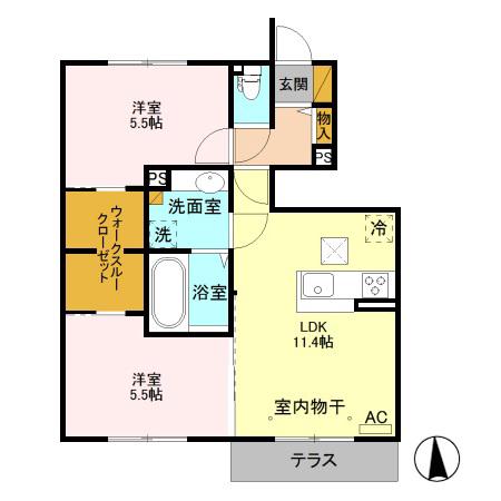 プランドールTN Ⅰ(2LDK/1階)の間取り写真
