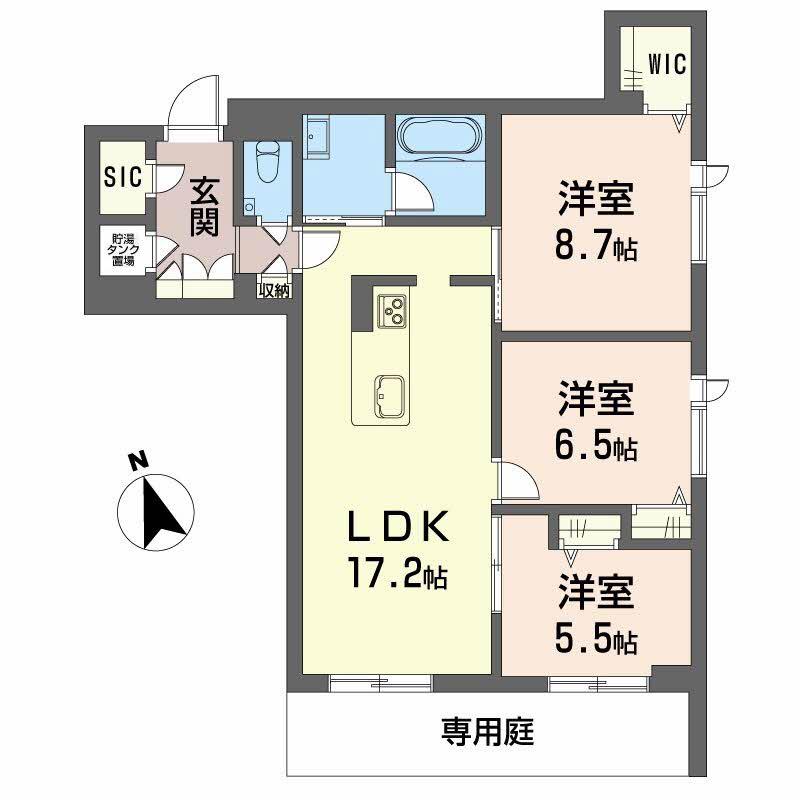 カーサ・レジデンス(3LDK/1階)の間取り写真