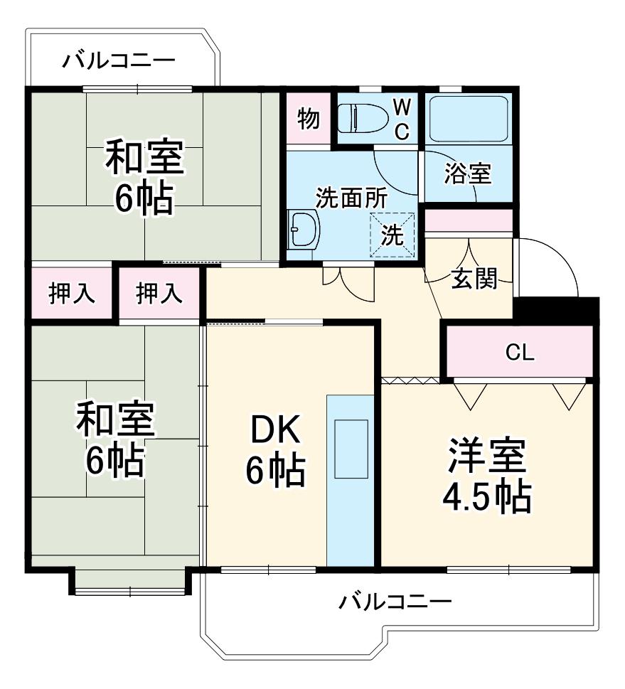 くずは台団地 9号棟(3DK/4階)の間取り写真