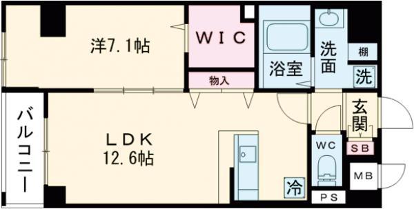 ベルコルティーレ(1LDK/7階)の間取り写真