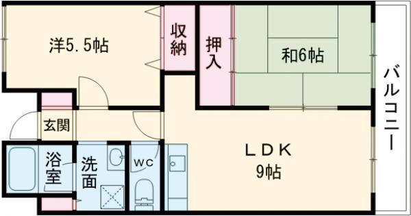 グリーンコート春木(2LDK/2階)の間取り写真