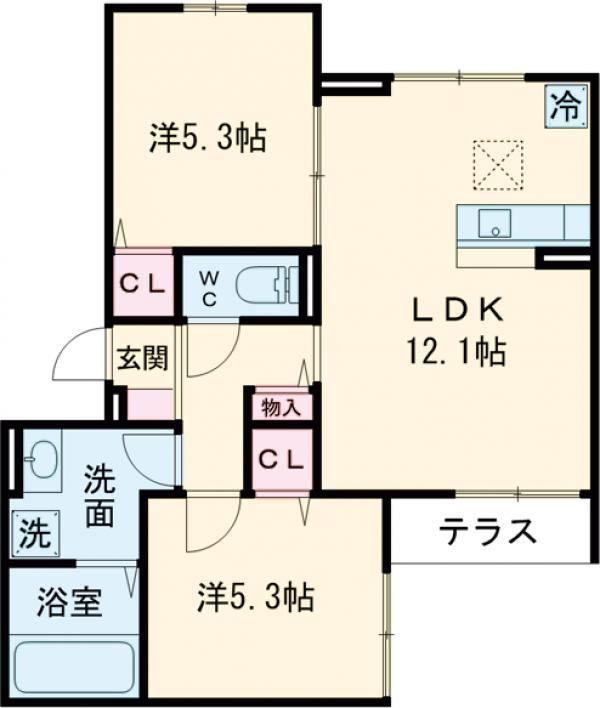 ARCO MISTLETOE(2LDK/1階)の間取り写真
