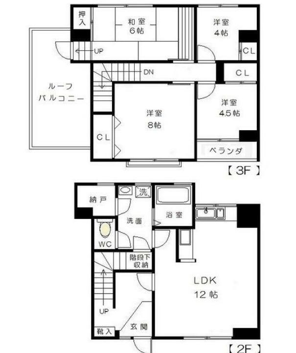グリーンハウス岩田(4LDK/2階)の間取り写真
