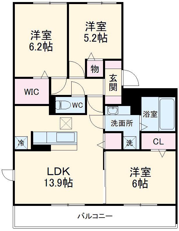 グランディール(3LDK/2階)の間取り写真