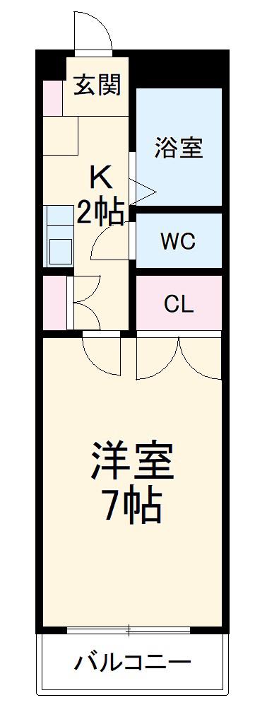 パレス三宝 三河安城(1K/6階)の間取り写真