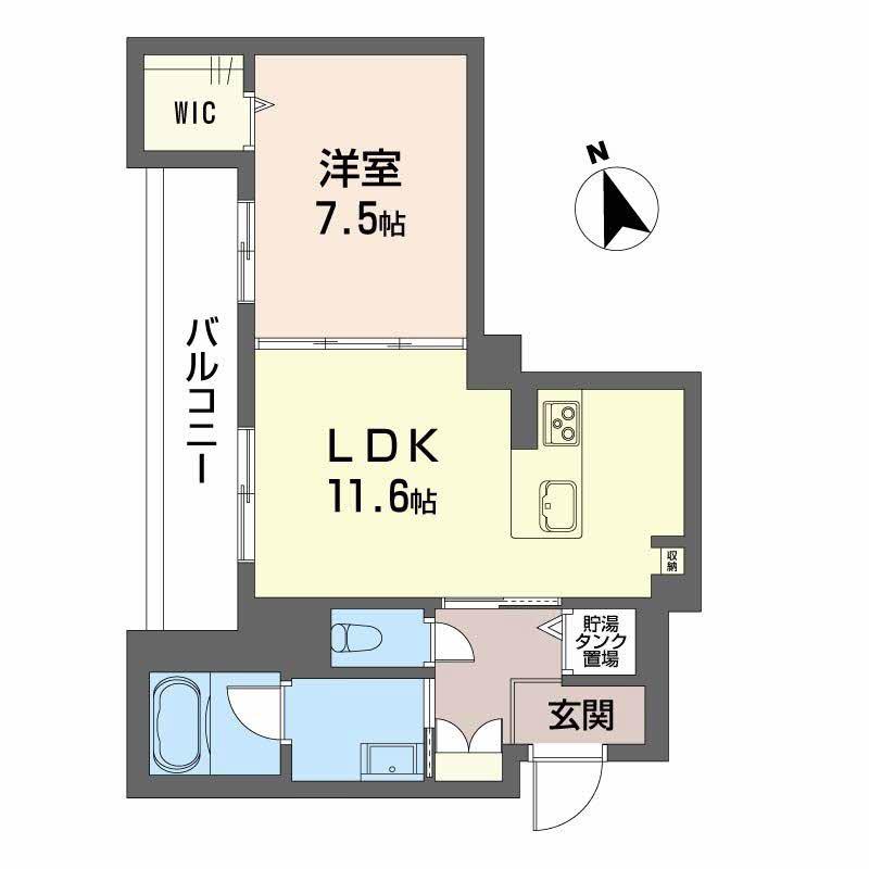 カーサ・レジデンス(1LDK/2階)の間取り写真