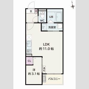 JACK SHIMOSHIGEHARAⅠ(1LDK/2階)の間取り写真