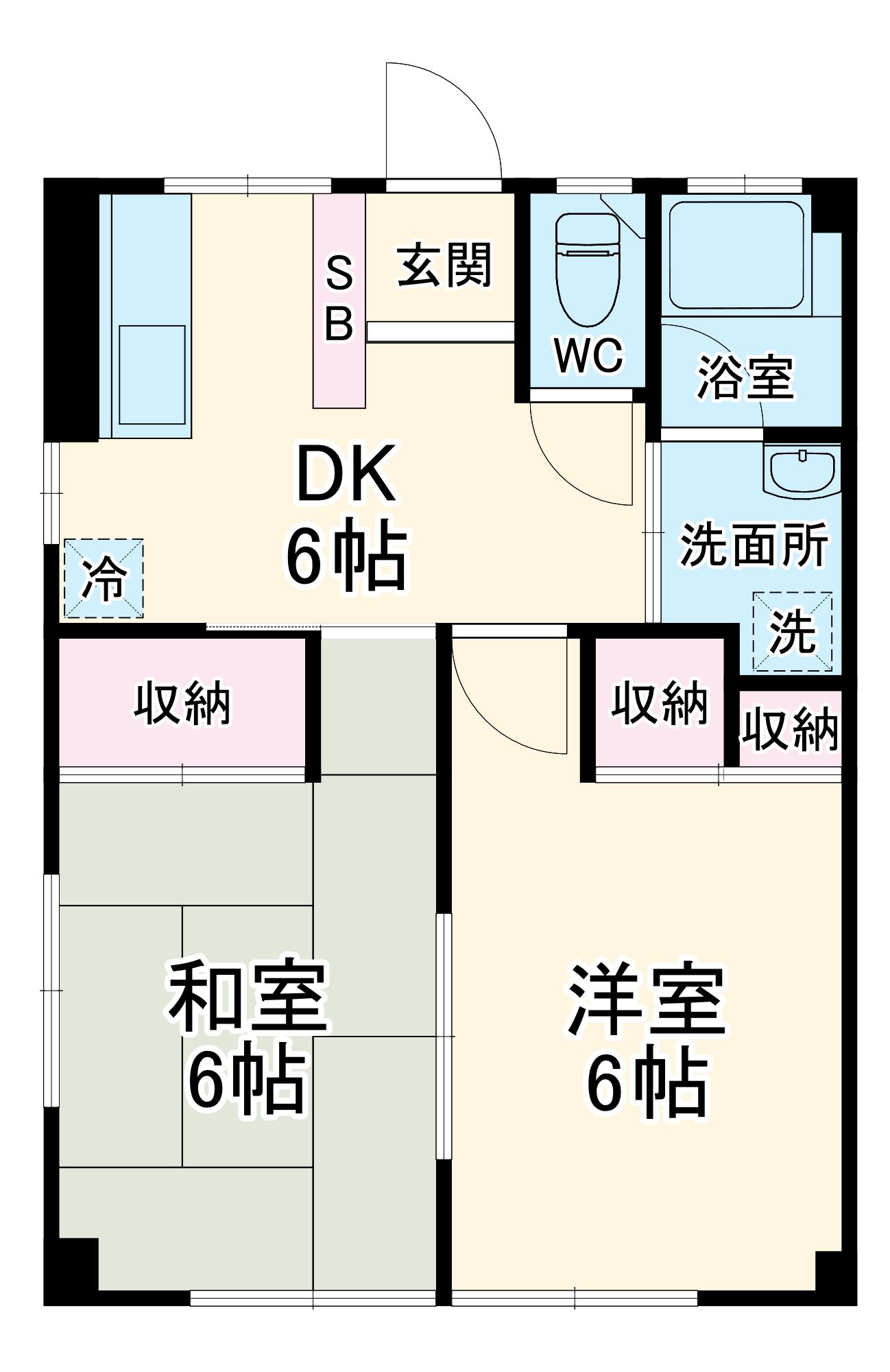 臼田ハイツI(2DK/1階)の間取り写真