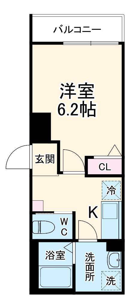 キャメル獨協大学前4(1K/1階)の間取り写真