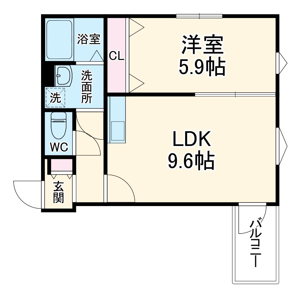 LA-CREA ZⅡ(1LDK/2階)の間取り写真